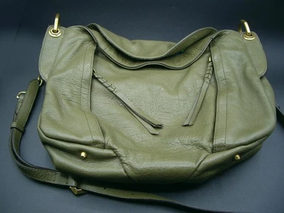 Vintage Oryany Soft Leather Large Hobo Handbag Outer Pockets Olive Green Tassels - Image 1 of 4