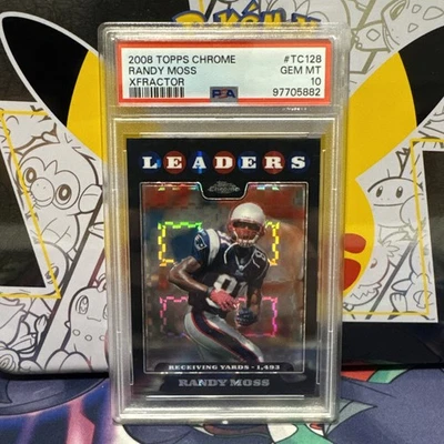 2008 Topps Chrome Randy Moss X-Fractor Refractor PSA 10 Gem Mint Patriots TC128 - Image 1 of 4