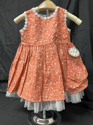 Vestido POPATU Talla 18m Bebé Niña Rosa Salmón Floral Sin Mangas Tul Foto 1 de 4