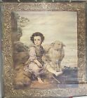 COPY OF THE GOOD SHEPHERD OF MURILLO. HAND PAINTED. ON FABRIC. SPAIN. XIX CENTUR