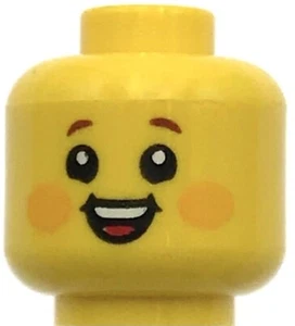 Lego New Minifigure Head Dual Sided Child Reddish Eyebrows Smile Rosy Cheeks - Picture 1 of 2