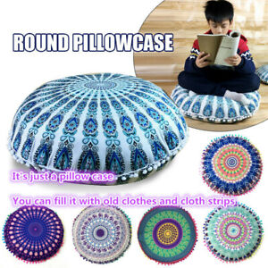 Large Mandala Floor Pillowcase Round Meditation Cushion Cover Ottoman Cover