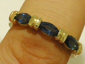 R223 Genuine 9K, 14K or 18K Gold NATURAL Sapphire Eternity Triology Ring yr size - Picture 1 of 3