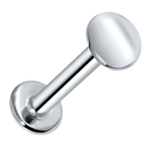 16G IMPLANT GRADE TITANIUM FLAT DISC INTERNALLY THREADED LABRET LIP TRAGUS STUD - Picture 1 of 3