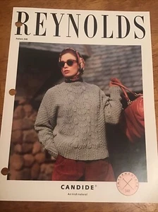 REYNOLDS Patterns CANDIDE # 348 knitting TREE & LEAF ARAN Sweater - Picture 1 of 3