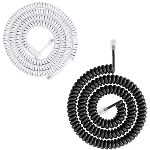 2/3M New Telephone Spiral Wire Four Core Phone Handset Curly Cord Cable RJ9 4P4C - Zdjęcie 1 z 15