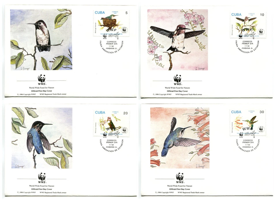 WWF G10 Caribbean 4 FDC 1992 Birds - Bee hummingbird - Image 1 of 1