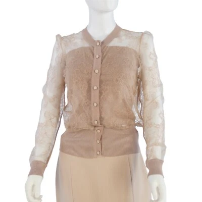 Valentino кардиган блузка верхний кружева Twin комплект бледно-розовый чистый дизайнер Великобритании 10 12 - Изображение 1 из 4
