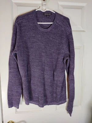 Suéter Michael Kors Para Hombres Púrpura Manga Larga Mezcla Lana Talla XL Foto 1 de 4
