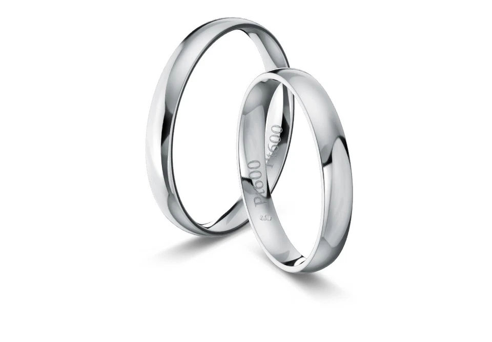 2x600 Platin Eheringe Paarringe Trauringe PlATIN+Gravur.Platinringe Poliert - Bild 1 von 2