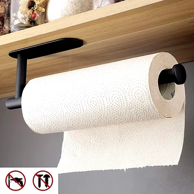 Paper Towel Holder Adhesive Tissue Rack Toilet Roll Dispenser for Kitchen - Image 1 of 4