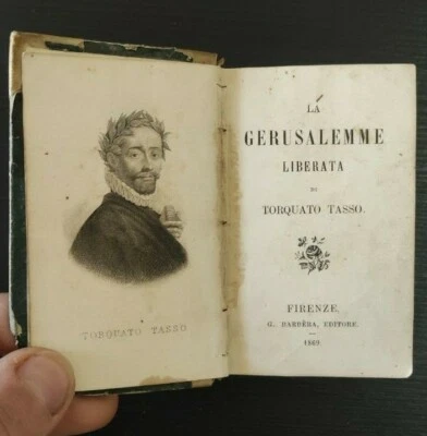 MINILIBRO LA GERUSALEMME LIBERATA DI TORQUATO TASSO BARBERA 1869 - Immagine 1 di 2