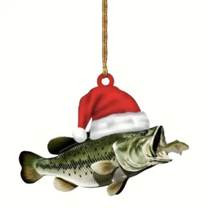 Largemouth Bass Fish Ornament 2D (FLAT) Christmas 2” Fishing Decor Fisherman - Bild 1 von 3