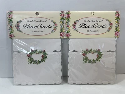 Set of 2 Carol’s Rose Garden Package of 10 Embossed Place Cards Wreath New - Image 1 of 4