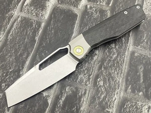 Twosun TS593-14C28N-CF Folding Knife 14C28NBlade Titanium/CF Handle Pocket Knife - Picture 1 of 11
