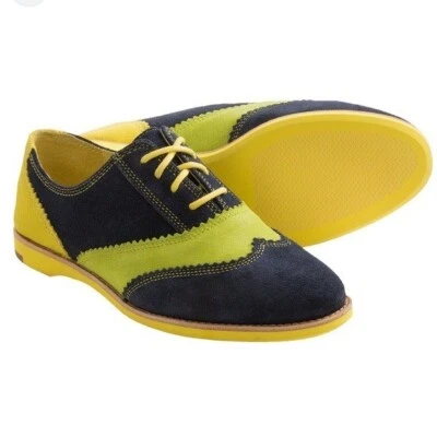 Johnston & Murphy Ladies Derby Oxford Shoes Blue Yellow Lime Green Suede Size 7 - Изображение 1 из 4