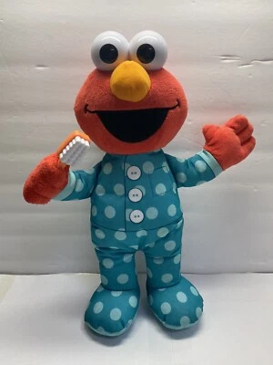 Sesame Street Talking Elmo 12" Plush Brush Your Teeth Hasbro Tested & Works - Image 1 of 4