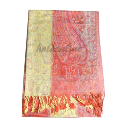 Mujeres Pashmina Bufanda Estilo Vintage Arco Iris Lujo Patrón Paisley Mantón Envolvente Foto 1 de 3