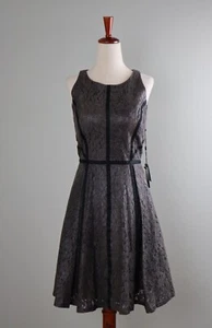 ADRIANNA PAPELL NWT $186 Lace Lasercut Lined Padded Bust A-Line Dress Size 8 - Picture 1 of 6