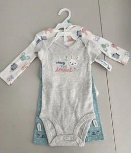 NWT Baby girl 6M 3 Pieces Bodysuit Set Long,Short Sleeve, Pants - Picture 1 of 5