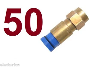 50 X RG-6 COAXIAL CABLE CONNECTOR SATELLITE ANTENNA FTA RG6 CONNECTORS HD OTA - Picture 1 of 3