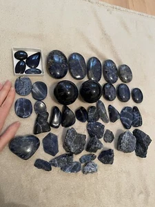 USA Seller ~ Clearance Sodalite Collection ! Spheres Cabochons Rough Palm Stone - Picture 1 of 8