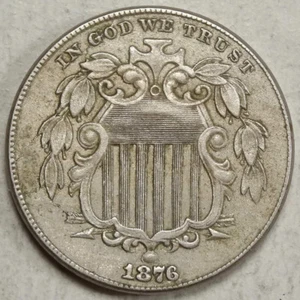 1876 Shield Nickel, Extremely Fine, Repunched Date 1010-10 - Picture 1 of 4