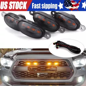 4x Amber LED Front Grille Grill Running Lights Smoked For Raptor Style Ford F150 - Picture 1 of 13
