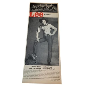 Vintage 1955 Lee Riders Jeans Print AD Casey Tibbs Champion Rodeo Cowboy Western 50s - Bild 1 von 4