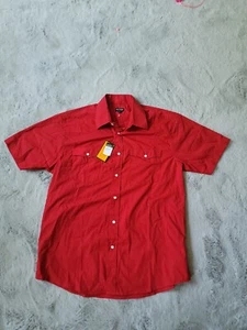 Gioberti Shirt Adult Medium Red Snap Button Up Short Sleeve Casual SS-95W NWT - Picture 1 of 8