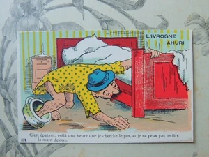 Ancienne Carte postale Humoristique L'ivrogne Ahuri Alcool Humour - Imagen 1 de 2