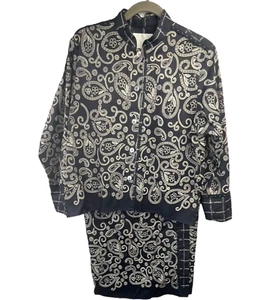 Susans Susan Kirscher Womens 2 Piece Skirt Suit Size Medium M 100% Silk - Picture 1 of 10