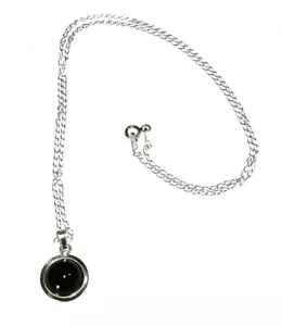 Collare Pendente Argento di Legge Con Onice Nero E Catena 925 45 CM Astuccio - Foto 1 di 3