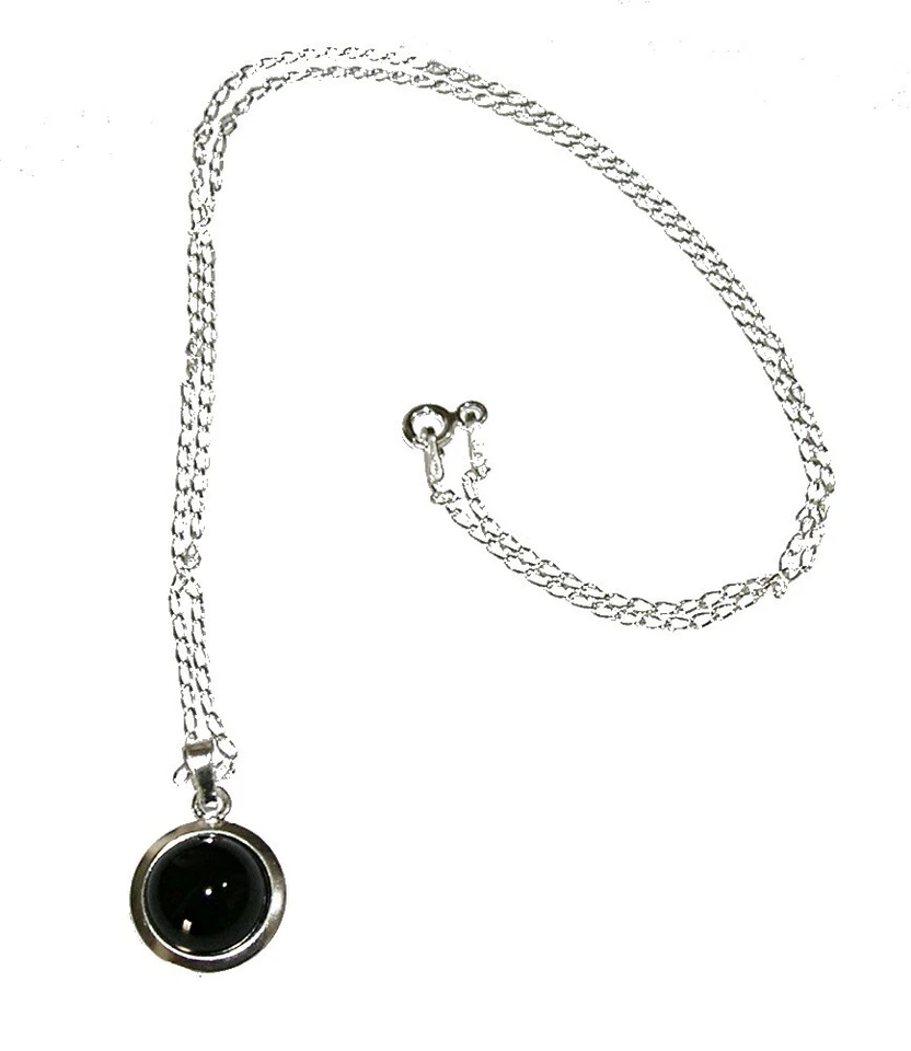 COLLAR COLGANTE PLATA de LEY con Ónix negro y Cadena Plata 925 45 cm y Estuche - Imagen 1 de 3