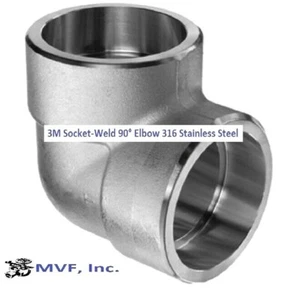 2" 3000 Socket-Weld (SW) 90° Elbow 316 Stainless Steel Pipe Fitting FS010922316 - Picture 1 of 3