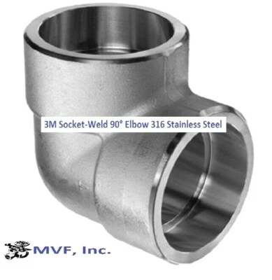 2" 3000 Socket-Weld (SW) 90° Elbow 316 Stainless Steel Pipe Fitting FS010922316 - Image 1 of 3