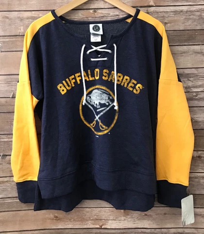 Girls NHL Buffalo Sabres Loose Wide Neck Long Sleeve Sweater Sizae S, M, L, XL Cover