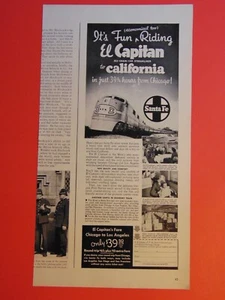1939 SANTA FE Ride El Capitan to California vintage print ad - Picture 1 of 1