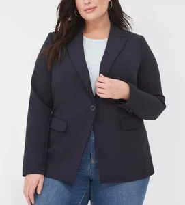 NEW LANE BRYANT BLACK PERFECT DRAPE ONE BUTTON BLAZER JACKET SZ 16 - Picture 1 of 6