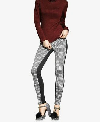 (NUEVO CON ETIQUETAS) Leggings elásticos a cuadros negros metálicos para mujer talla XS/S/M/L/XL Foto 1 de 4