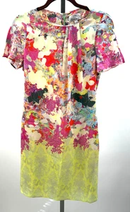 ERDEM Short Sleeve Multicolor Floral Silk Mercy Shift Dress Size 4 - Picture 1 of 5