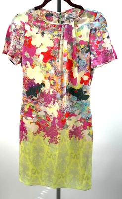 ERDEM Short Sleeve Multicolor Floral Silk Mercy Shift Dress Size 4 - Image 1 of 4