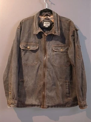 Vtg Duke Haband Cotton Dark Wash Denim Flannel Lined Zip Up Jean Jacket XL - Image 1 of 4