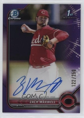 2022 Bowman Draft Chrome Pick Purple Refractor /250 Zach Maxwell #CDA-ZM Auto - Image 1 of 2