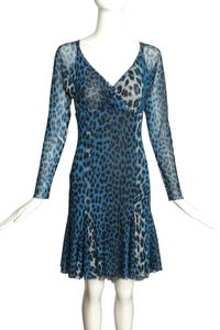 FUZZI- Animal Print Mesh BodyCon Dress, Size Small - Picture 1 of 5