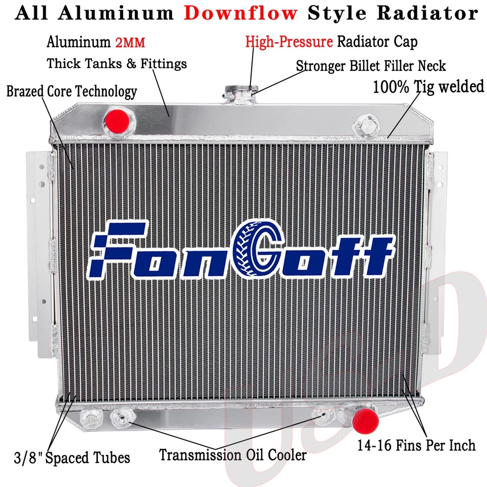 Radiador de aluminio de 3 filas apto para Dodge B100 D100 W150 D200 1971-79 1976 Ramcharger Foto 1 de 4