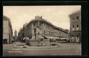 Darmstadt, Partie am Bismarckbrunnen, Ansichtskarte  - Picture 1 of 2