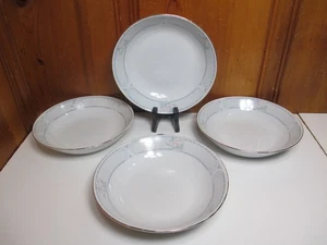4 Tienshan Regency Fine China 7 1/2" Coupe Soup Cereal Bowls Pink Roses Gray Rim - Picture 1 of 6