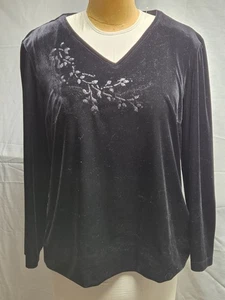 Suéter de terciopelo negro Carole Little Designer talla 1x - Imagen 1 de 3