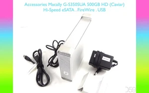 500GB HD Macally Enclosure Aluminum  eSATA + FireWire + USB + Cables COLLECTIBLE - Picture 1 of 12